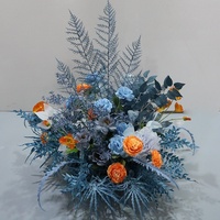 Romantische Kunstblumen-Gangdekoration für Hochzeiten, Blaue Feder-Blumenarrangements für Laufsteg, Bühnenhintergrund, Bankettsaal und Empfang