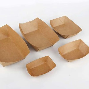 Caja de embalaje de papel Kraft de cartón para llevar Barco de patatas fritas para patatas fritas Perros calientes - Product Image 4