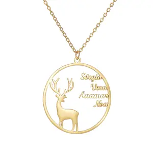 Hot Selling Produkte Amazon Elk Edelstahl Schmuck Custom Name Halskette Weihnachts geschenke