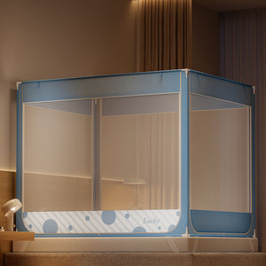 มุ้งกันยุงกันตกสำหรับเตียงตาข่ายทรงสี่เหลี่ยมแบบพกพาตาข่าย3ประตูถอดออกได้มุ้งกันยุง - Product Image 3