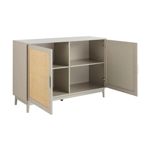 <span class=keywords><strong>Mueble</strong></span> de Almacenamiento Moderno para Sala de Estar con Puerta de Ratán Gris, Aparador de Madera para el Hogar, <span class=keywords><strong>Mueble</strong></span> de Almacenamiento de Gran Capacidad - Product Image 3