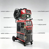 Machine à souder MIG MAG à double impulsion MIG 500PW, refroidie par eau, soudeuse à inverter pour le travail des métaux en aluminium