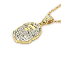 Nouvel accessoire hip-hop à la mode Collier à chaîne en corde en acier inoxydable de forme géométrique unique Pendentif en diamant plaqué or