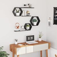 Étagères murales hexagonales en bois - Ensemble de 6 étagères hexagonales en pin pour photos, plantes, décoration rustique en nid d'abeille