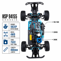 HSP 94155 DESTRIER, camion de course RC à course courte à l'échelle 1/10, 4x4 tout-terrain, haute vitesse, alimenté à l'essence, moteur 18CXP, métal