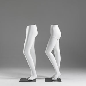 Mannequin de jambe féminin en fibre de verre pour pantalon, blanc, avec support pour l'affichage des pantalons, en position debout - Product Image 5
