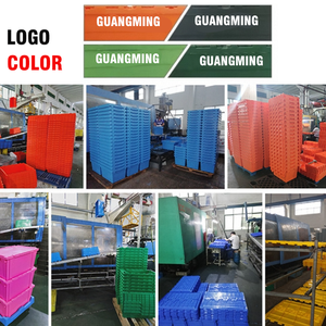 Custom Logo Color <strong>Nestable</strong> Stackable <strong>Plastic</strong> <strong>Crates</strong> with <strong>Attached</strong> <strong>Lid</strong> Industrial Transfer Box - Product Image 3