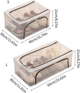Boîte de rangement pliable pour chaussures en PVC transparent avec cadre en acier, conception sans assemblage pour le rangement sous le lit à la maison - Product Image 6