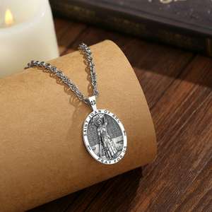 Medalla de Santa Juana de Arcos de Merryshine, Colgante de Plata de Ley 925, Joyería Religiosa Católica Cristiana, Collares - Product Image 4