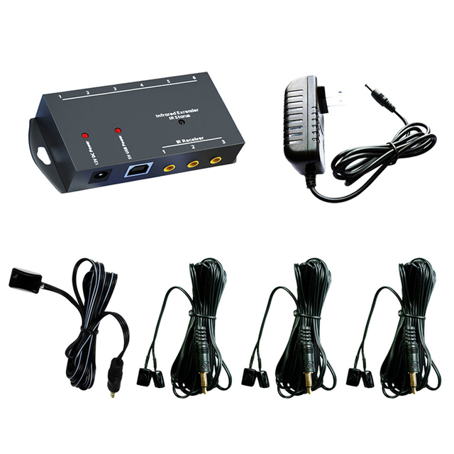 Wolfun Aluminum Control Extender Repeater Kit 1 Receiver 6 Emitter IR System Remote Plug 0.286kg 13*12*9CM Private Mold CN/GUA