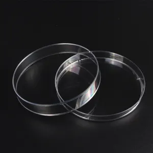 Vente en gros de laboratoire Boîte de Pétri stérile ronde transparente jetable en plastique de laboratoire Boîte de Pétri de culture cellulaire