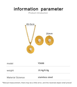 Ensemble de bijoux de haute qualité avec pendentif pièce d'or, collier et boucles d'oreilles en perles, plaqué or 18 carats, boucles d'oreilles clous rondes, pour femme - Product Image 4