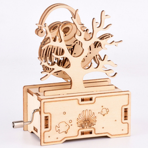 2024 nuovo arrivo puzzle 3D in <span class=keywords><strong>legno</strong></span> pesce palla a manovella Music Box assemblaggio giocattolo fai da te assemblato modello kit regalo - Product Image 6