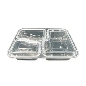 2/3/4/5 Compartments Microwave Frozen And Hot Food Takeaway Packing Disposable PP Plastic Meal Box Bento Container