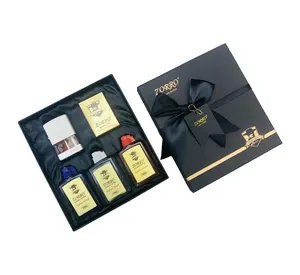 Boîte cadeau de haute qualité, coffret noir mat avec couvercle et briquet, emballage avec ruban sur le couvercle, nouveau