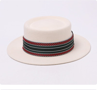 Chapeau haut de forme rétro britannique 100 % laine avec ruban jacquard, coupe ajustée, automne/hiver, réglable et polyvalent, chaud, style inspiré du jazz anglais