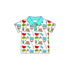 Camiseta de Manga Corta para Bebé Niño, Diseño Personalizado con Estampado de Pesca Azul, Transpirable, Informal, para el Verano, 4 de Julio - Product Image 1