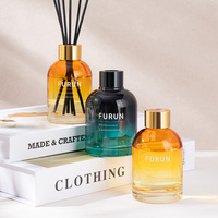 Diffuseur de parfum d'intérieur de luxe rond 120 ml, flacon en verre vide pour diffuseur de parfum à roseaux, vente en gros avec couvercle