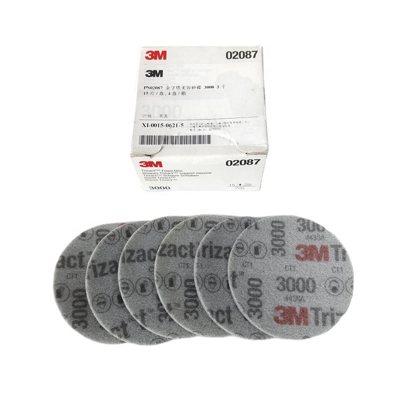 3M 02087 Trizact пенопластовый диск задняя флокирующая губка Сухой шлифовальный диск наждачная бумага ремонт краски автомобиля 3000 сетка Грит 75 мм 3 дюйма абразивный