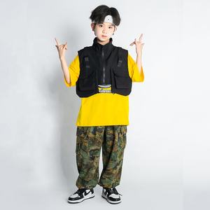 Vêtements Hip Hop pour enfants <span class=keywords><strong>Gilet</strong></span> Cargo noir Top Camo Pantalon Cargo décontracté pour filles garçon Costumes de danse Jazz Vêtements de rue pour adolescents - Product Image 5