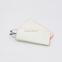 Étui à lunettes souple de luxe blanc personnalisé avec logo en relief, pochette portable polyvalente à fermeture à pression pour le voyage