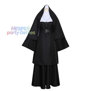 Nouvelle arrivée HP, costume de cosplay de nonne traditionnelle, tenue de prêtre noire, costume d'Halloween pour femmes - Product Image 1