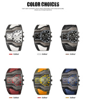 Oulm 1220 Luxe Quartz Unique Surface Design Multiple Fuseau Horaire Bracelet En Cuir Homme Montre-Bracelet Relogio Masculino Montres Hommes