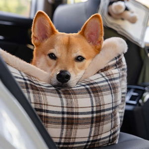 Lit de siège de voiture pour chien à motif de rayures moelleuses de luxe pour chien de taille moyenne Lit de siège d'appoint double lavable en machine détachable pour animaux de compagnie - Product Image 6