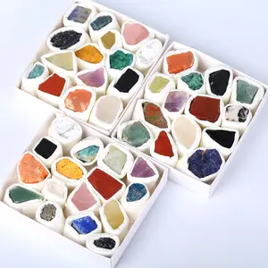 STOCK, pietra grezza naturale vari di cristalli quarzo guarigione campioni minerali pietre con confezione in scatola