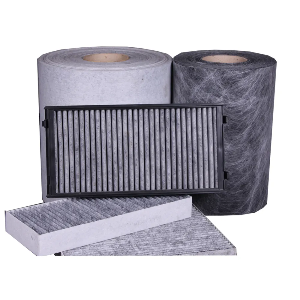 100% polyester fiber needle punched Non-Woven activated carbon filter cotton for car AC filtration Air Vent Filter