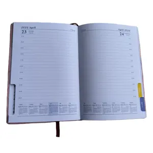 Beliebte A5 Kunstleder geklebt Planer Tagebuch mit Teiler Tabs Stempel folie Promotion 365 Kalender tag Jährlicher Notizbuch druck