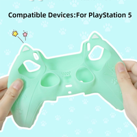 Coque en silicone antidérapante avec oreilles de chat mignonnes pour manette PS5, capuchons de joystick, autocollants pour pavé tactile en forme de patte de chat, ensemble de protections