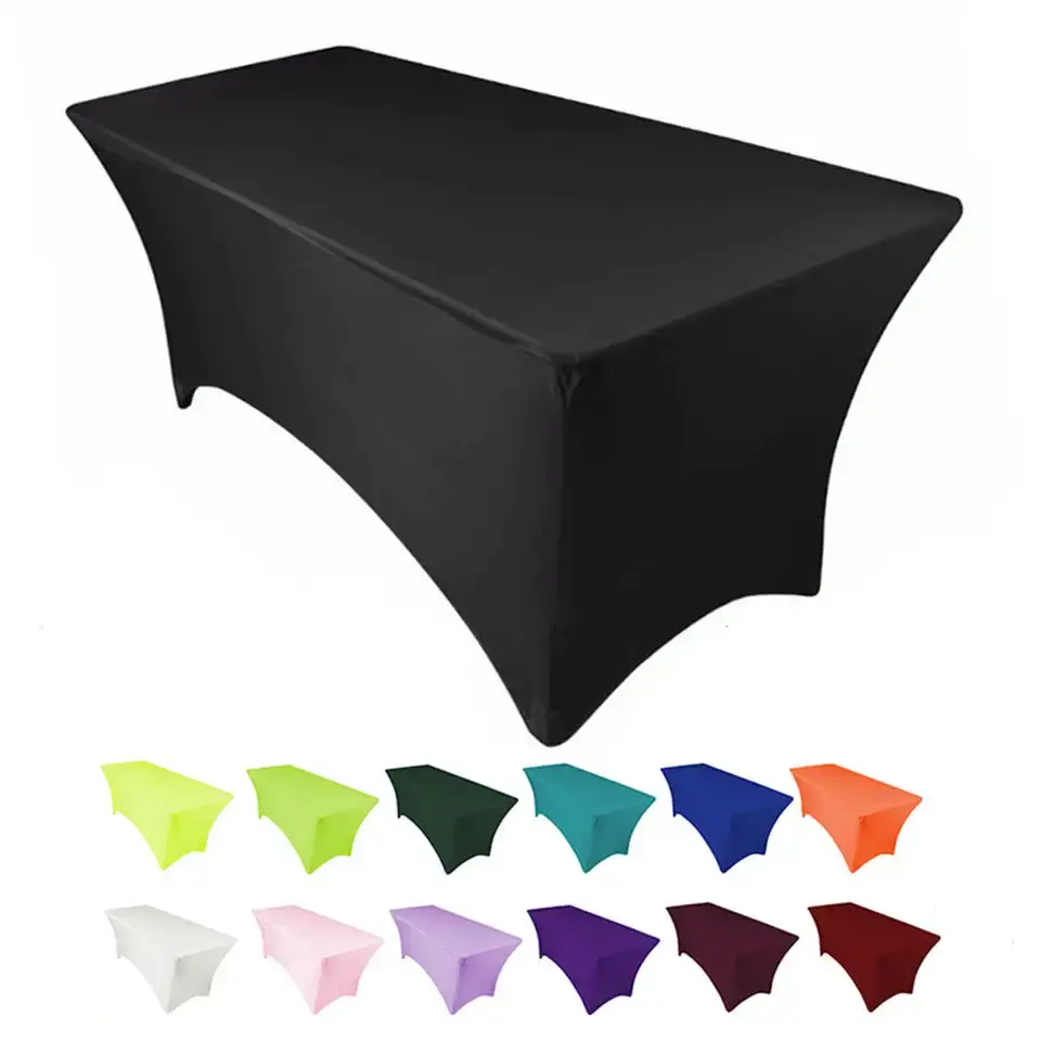 Capa de mesa em poliéster 6 pés 130x150cm Spandex impermeável feito à mão 100% poliéster quadrado moderno sólido global colorido 2 peças