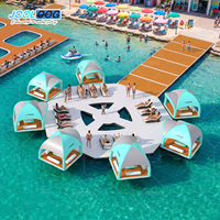 Plataforma Flotante Inflable Comercial Tipo Cabana con Tecnología Drop Stitch, Isla Flotante para Ocio Acuático, Ideal para Resorts y Fiestas en el Mar