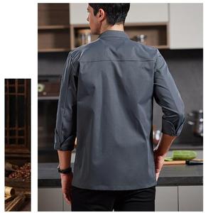 <span class=keywords><strong>Veste</strong></span> <span class=keywords><strong>de</strong></span> chef extensible pour <span class=keywords><strong>homme</strong></span> avec col montant à 2 boutons, manches longues, vêtements <span class=keywords><strong>de</strong></span> <span class=keywords><strong>cuisine</strong></span> pour hôtel restaurant, 4 couleurs personnalisées - Product Image 4