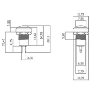 Interrupteur à bouton-poussoir HS 12 volts IP65 IK08 Protection 2A avec LED pour utilisation en bateau et en marine
