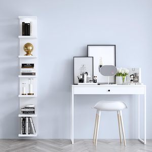 Étagère murale moderne carrée en bois, étagère flottante laquée blanche avec lumière LED à télécommande pour livres - Product Image 6