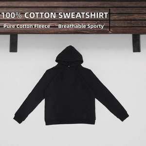 Sweat-shirt à capuche pour homme en noir uni, décontracté, à manches longues, avec poche avant - Product Image 2
