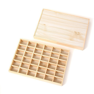 D5256 Plateaux en bois naturel pour <span class=keywords><strong>tiroirs</strong></span>, commodes, présentoirs de magasin, 24 à 36 compartiments, plateau à bijoux empilable et organisateur - Product Image 4