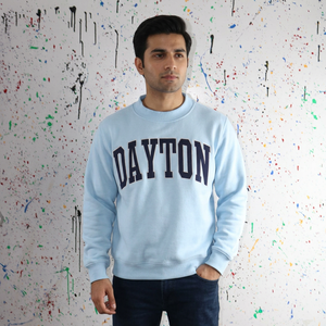 DAYTON SKY BLUE Hooded Men's Winter 100% Cotton Applique Embroidery Wide <b>Neck</b> High Street Vintage Quick Dry Breathable Finer - Product Image 1