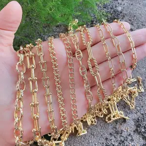批发高品质电镀金铜链节散装项链，用于卷式珠宝链条