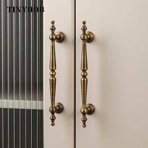 ヨーロピアンヴィンテージブロンズ/垂直ラインソリッドブラス引き出しノブTバーハンドルベッドルームプルキッチンキャビネットドアハンドルC-5685 - Product Image 2