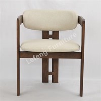 Chaise de restaurant en bois massif de couleur noire moderne avec siège rembourré en bouclette de style japonais rétro