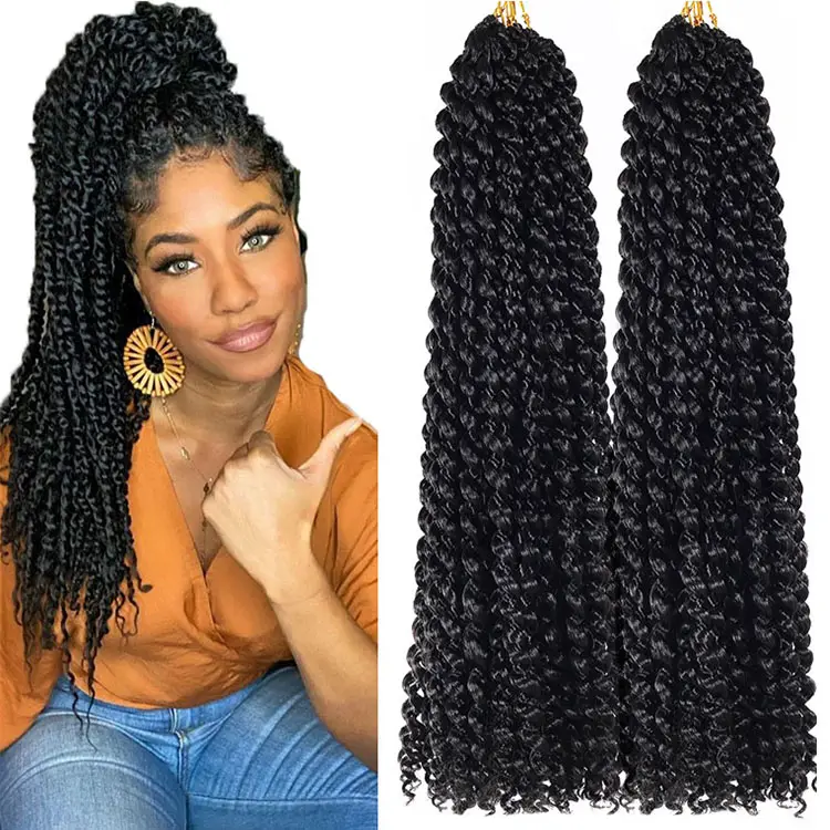 Passion Twist Crochet Hair Extension Synthetic Fiber Ombre Color 18inch Long Passion Water Wave Twists Braiding Hair