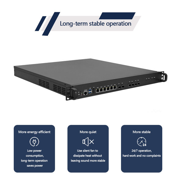 OEM 1U Rack Mount Computer MikroTik ROS7 Server PC with DDR4 M.2 NVME 6*1g Lan 6*10g Sfp Xeon E5 2698V4 Network Appliance