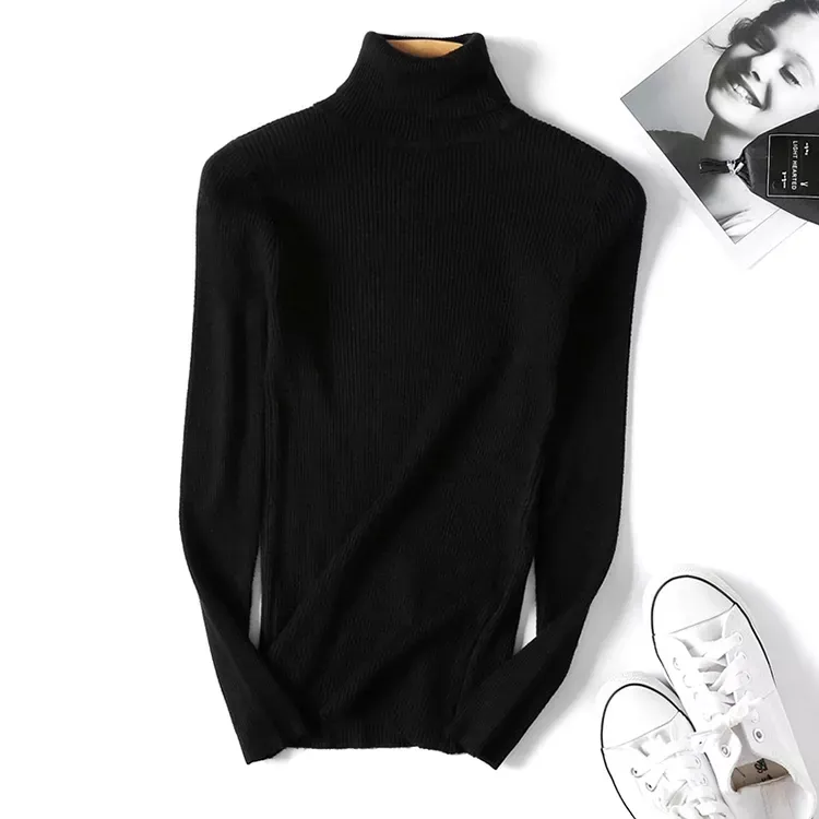 2022 Женская одежда с высоким воротником, оптовая продажа, Женский пуловер с логотипом на заказ, свитер, вязаная одежда с длинным рукавом, Женский вязаный свитер унисекс