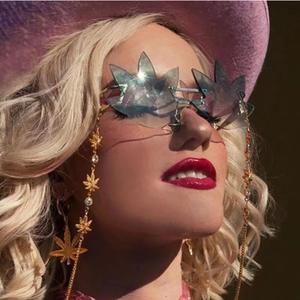 Kacamata hitam logam bentuk daun Maple tanpa bingkai kacamata hitam wanita 2024 dekorasi pesta kepribadian kacamata hitam pria unik Catwalk Prom - Product Image 1