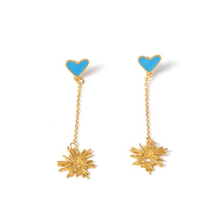 Pendientes de Botón con Borla y Diseño de Goteo de Aceite, Estilo Europeo Americano, Nueva Moda, Chapados en Oro de 14K, Venta Directa de Fábrica, Regalo - Product Image 1