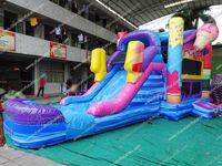 Parcours d'obstacles gonflable pour courses, avec thème 'Frozen' et 'Snack Water', château gonflable extérieur décoratif, petite machine distributrice et jeu de carnaval