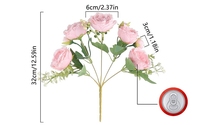 Buket bunga Peony buatan 5 kepala, hiasan tengah meja pernikahan mawar sutra cantik untuk acara Natal